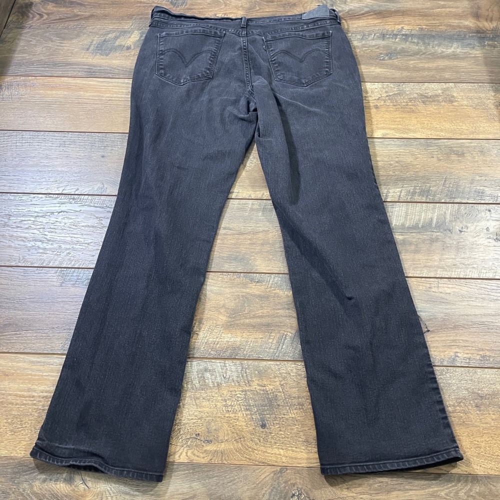 Levis 505 Straight Leg Jeans Womens 32 Black Faded WaterLess Denim Pants Grunge - Picture 7 of 7